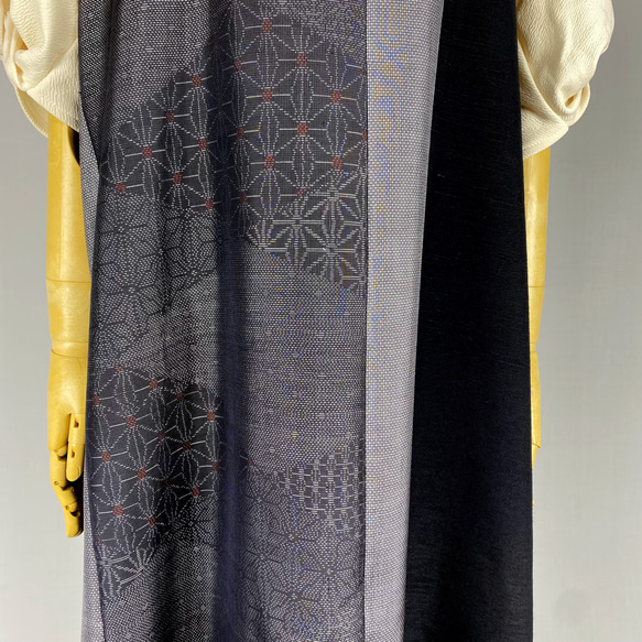 着物リメイク　大島紬　麻の葉模様ジャンパースカート　 8枚目の画像