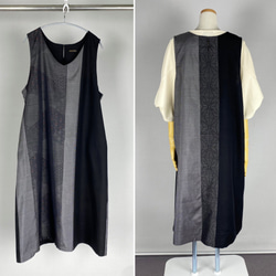 着物リメイク　大島紬　麻の葉模様ジャンパースカート　 4枚目の画像
