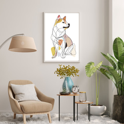 【犬と線 - 柴犬 No.3】モダンアートポスター ラインアート 犬の絵 犬の絵画 犬のイラスト 7枚目の画像