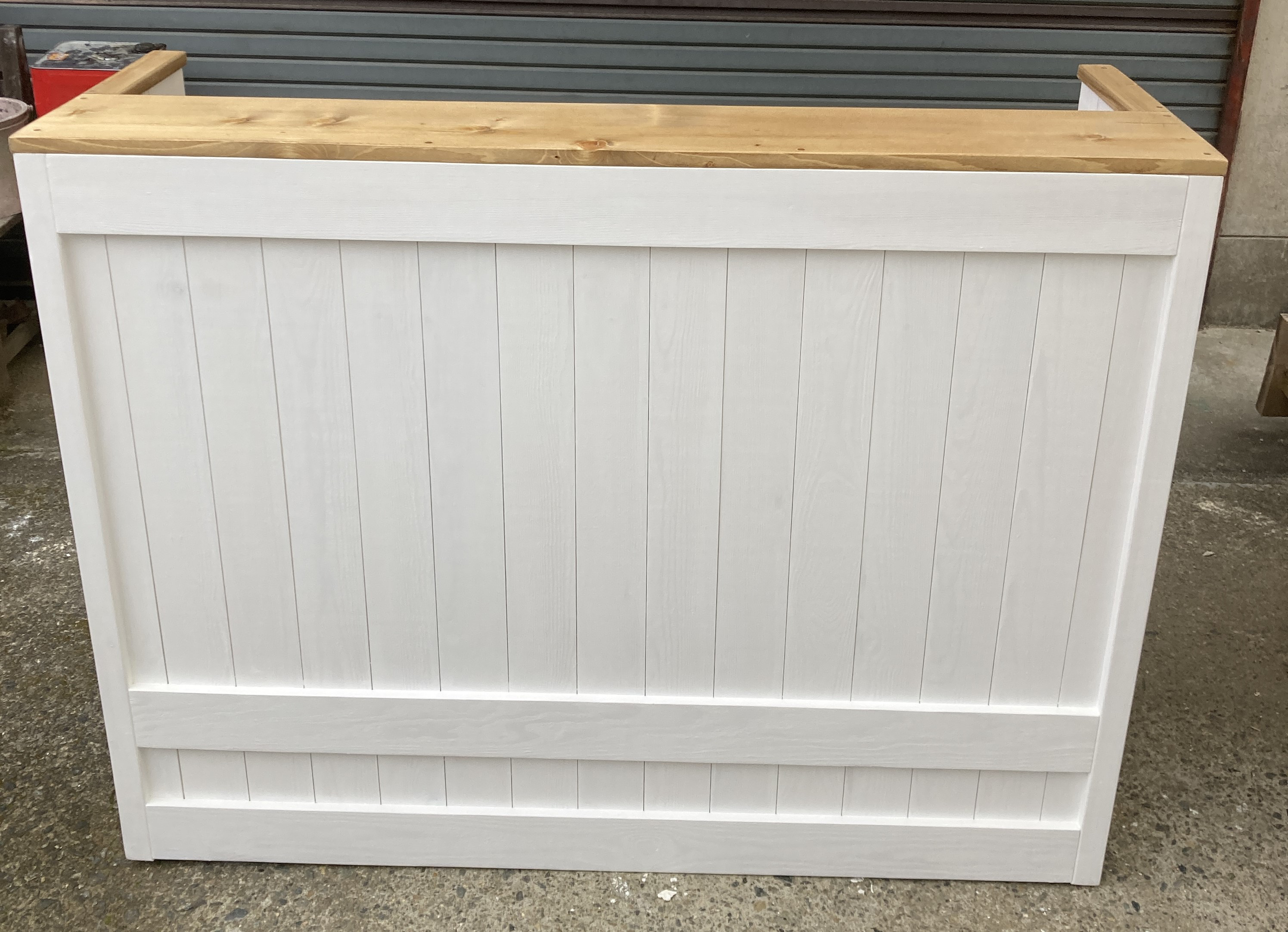 受注制作☆ホワイト【コの字型レジ用凹み付】受付カウンターテーブル　レジカウンター【13００】★店舗☆