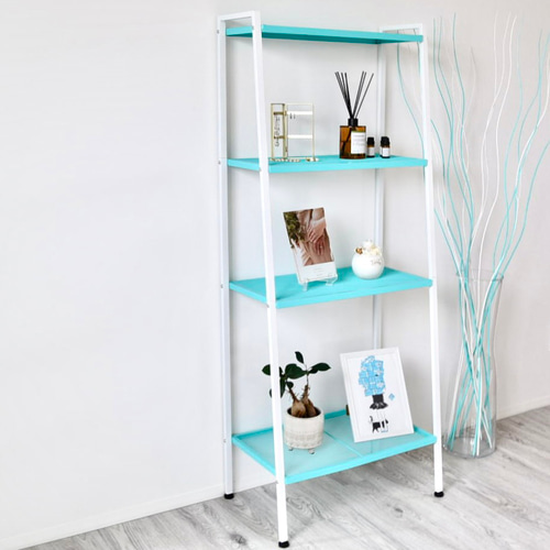 ブルー×ホワイト ディスプレイオープンラック シェルフ スチール棚