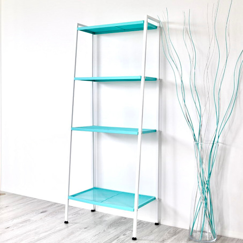 ブルー×ホワイト ディスプレイオープンラック シェルフ スチール棚