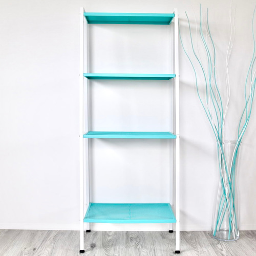 ブルー×ホワイト ディスプレイオープンラック シェルフ スチール棚