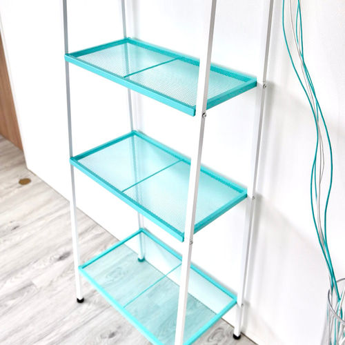 ブルー×ホワイト ディスプレイオープンラック シェルフ スチール棚