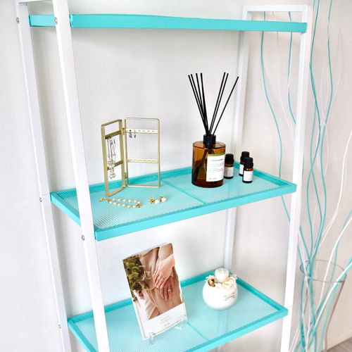 ブルー×ホワイト ディスプレイオープンラック シェルフ スチール棚