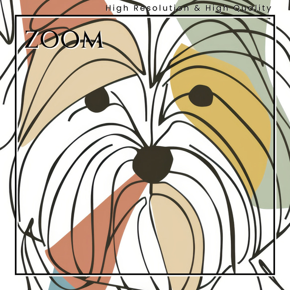 【犬と線 - ヨークシャーテリア犬 No.3】モダンアートポスター ラインアート 犬の絵 犬の絵画 犬のイラスト 3枚目の画像