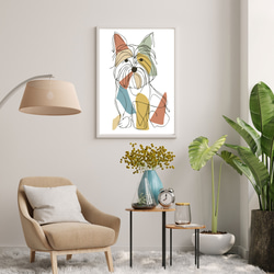 【犬と線 - ヨークシャーテリア犬 No.3】モダンアートポスター ラインアート 犬の絵 犬の絵画 犬のイラスト 7枚目の画像