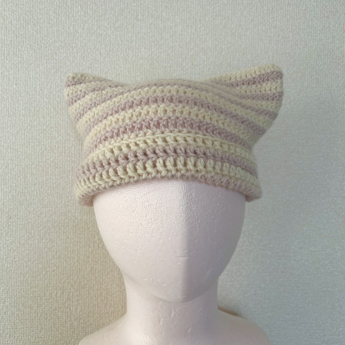 かぎ編み》猫耳ニット帽 / 編みもの /帽子 / 毛糸 /ニット ニット帽
