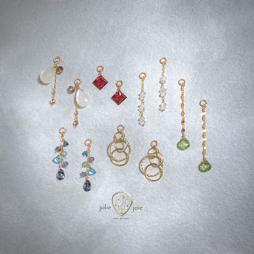 mirage-】ホワイトムーンストーン スモーキークォーツ 天然石 ピアス