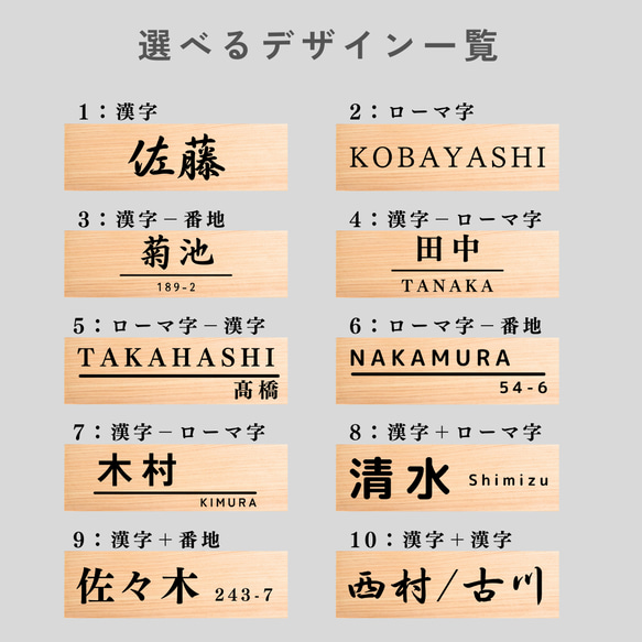 ヒノキ 天然木の表札/60mm×200mm 屋外可 6枚目の画像