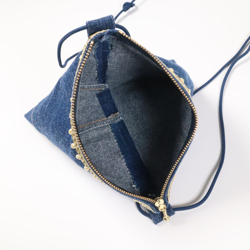 デニムリメイクバッグ Triangle shoulder bag セール】※【 2color 】リメイクウォッシュトライアングルデニム