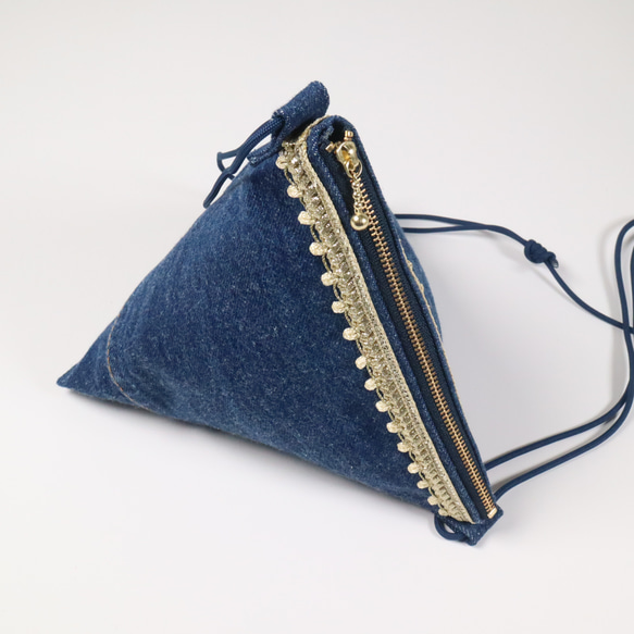 デニムリメイクバッグ Triangle shoulder bag セール】※【 2color 】リメイクウォッシュトライアングルデニム