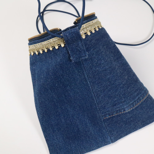 デニムリメイクバッグ Triangle shoulder bag セール】※【 2color 】リメイクウォッシュトライアングルデニム