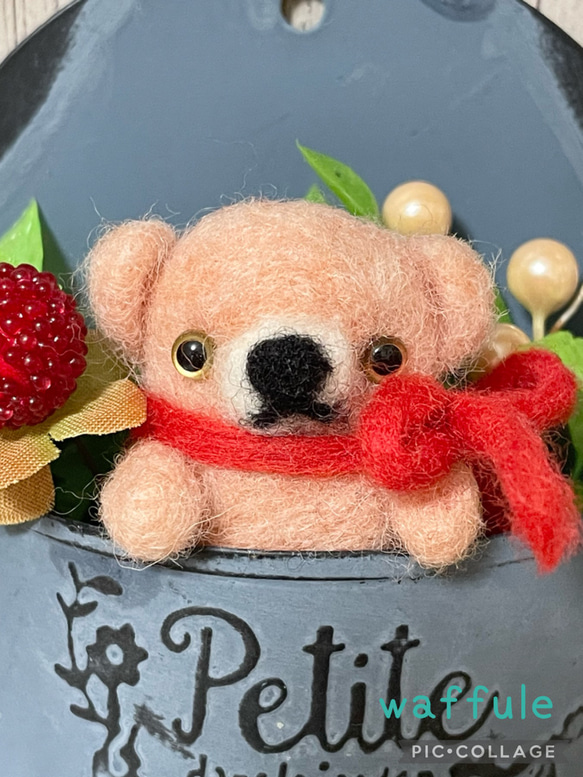 羊毛フェルト ツートンベア 水色 ハンドメイド テディベア （3.5cm 