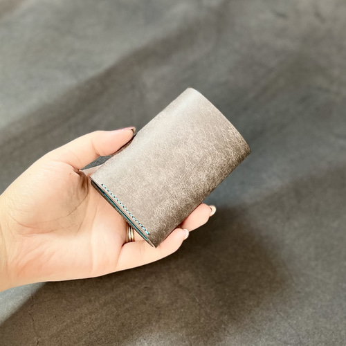 ギボシでとめる三つ折り財布【ターコイズ】ミニ財布 イタリアン