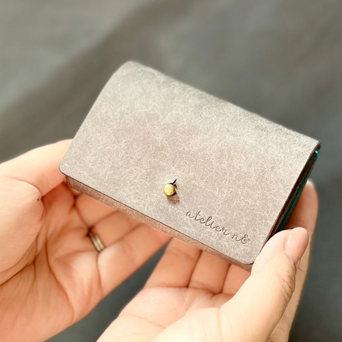 ギボシでとめる三つ折り財布 【ブラック×ターコイズ】 ミニ財布