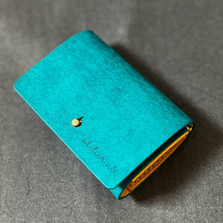 ギボシでとめるミニウォレット　三つ折り財布　イタリアンレザー 1枚目の画像