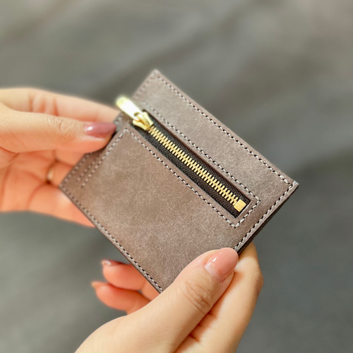 薄くて小さなフラグメントケース【グレー×ブラック】財布  