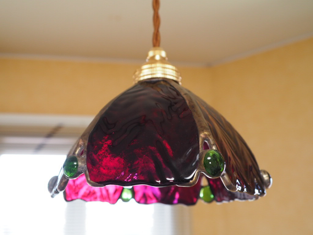 ステンドグラス　花　<ワインレッド>