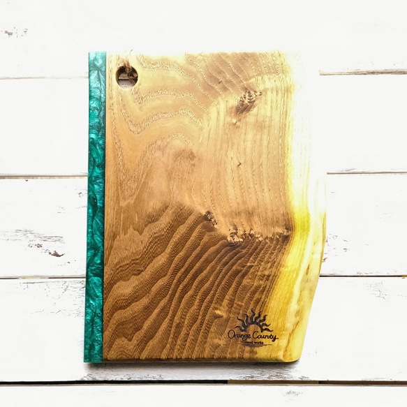 木製  カッティングボード　グリーン　まな板  ✩カフェトレーにも✩ 4枚目の画像