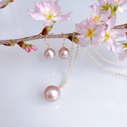 【特色】叉環，淡水珍珠，櫻花粉，珍珠，一碼適合，生日禮物，禮物，正式，春天色 第12張的照片
