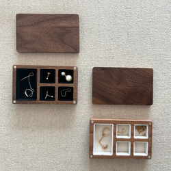ピアスケース リングケース アクセサリー収納 万能ケース 木製 ウォールナット材 8枚目の画像