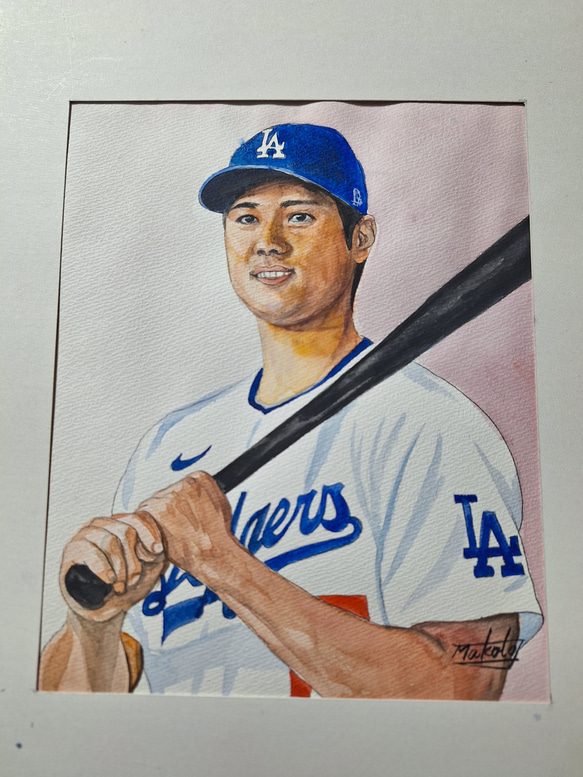 水彩画　ドジャース大谷翔平 2枚目の画像