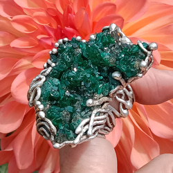 翠銅礦原礦手工銀戒純銀戒指 ~「翠」~  Dioptase Mineral Silver Ring 第19張的照片