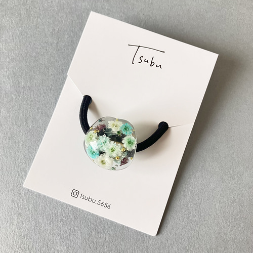 かすみ草のうる艶レジンヘアゴム（ブルー） ヘアゴム Tsubu 通販