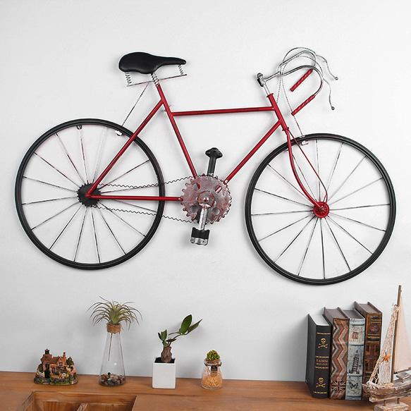 オブジェ 壁掛け 自転車 アイアン レトロ アメリカン リビング ダイニング 屋内 装飾 インテリア ch-1676 1枚目の画像