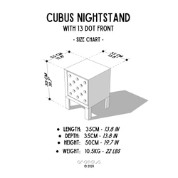 白い前面の幾何学的なベッドサイドテーブル - 'Cubus 13' 5枚目の画像