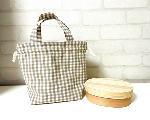 巾着のお弁当袋 ギンガムチェック お弁当 ランチ 巾着 お弁当袋 弁当袋