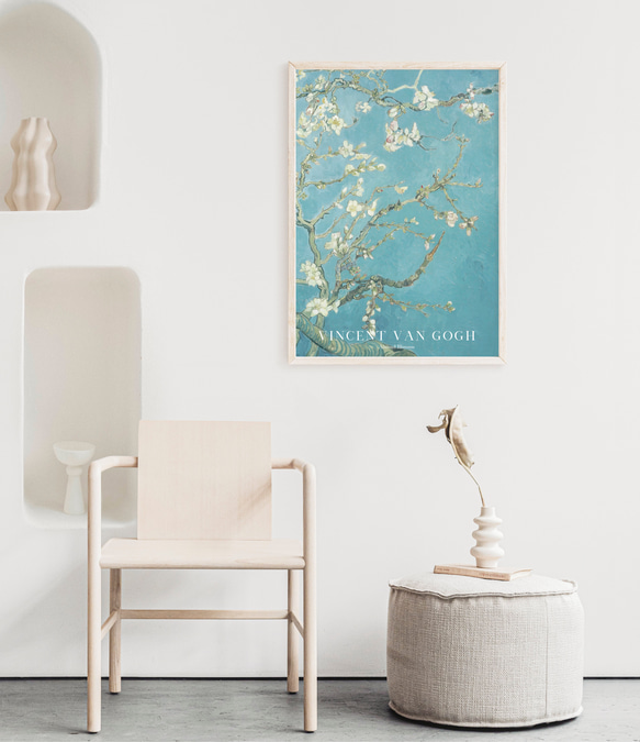 ヴィンセント・ヴァン・ゴッホ『花咲くアーモンドの木の枝』  アートポスター 淡いブルーと白色の花 モダンインテリア 5枚目の画像