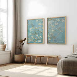 ヴィンセント・ヴァン・ゴッホ『花咲くアーモンドの木の枝』  アートポスター 淡いブルーと白色の花 モダンインテリア 11枚目の画像