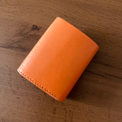 期間限定sale4月末まで》レザーの二つ折り財布　color-オレンジ 8枚目の画像