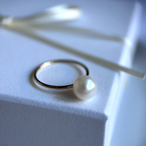 パールMサイズ 】ひと粒の贅沢リング 指輪 パール ゴールド 14kgf
