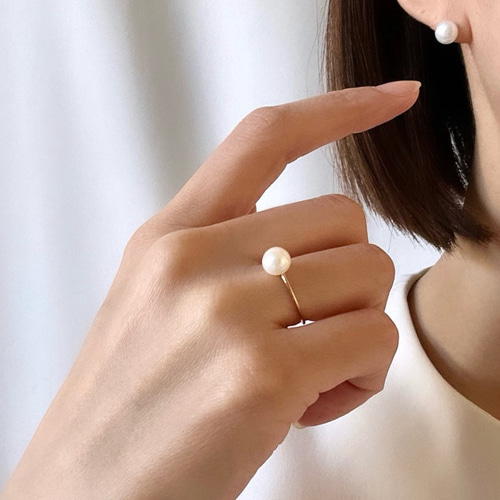 ゴールドのパールの指輪 パールMサイズ 】ひと粒の贅沢リング 指輪 パール ゴールド 14kgf