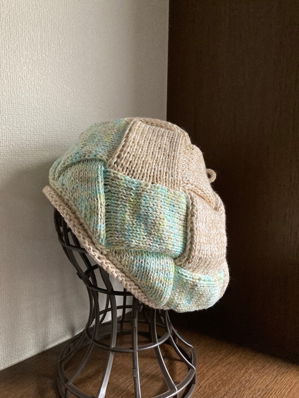 手編み　ぽってり可愛い　カラフルコットン帽子　ケア帽子　 6枚目の画像