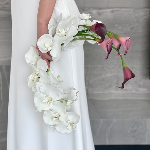胡蝶蘭バレリーナブーケ♪ウェディングブーケ ブートニア付き