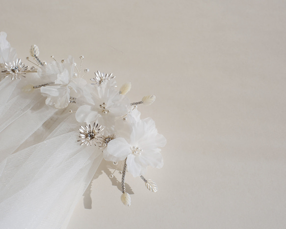 [HA-176]ウェディング　ホワイトフラワー　ヘアアクセサリー　花　ブライダル　ヘッドドレス　ウエディングアクセサリー 9枚目の画像