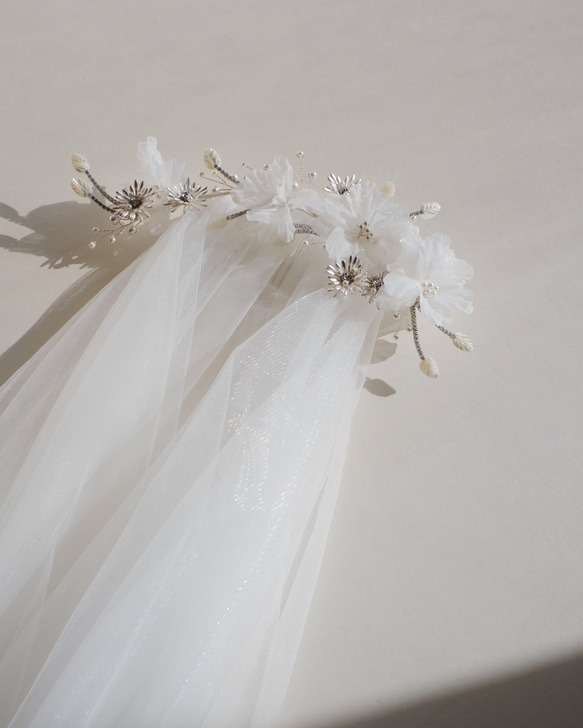 [HA-176]ウェディング　ホワイトフラワー　ヘアアクセサリー　花　ブライダル　ヘッドドレス　ウエディングアクセサリー 8枚目の画像