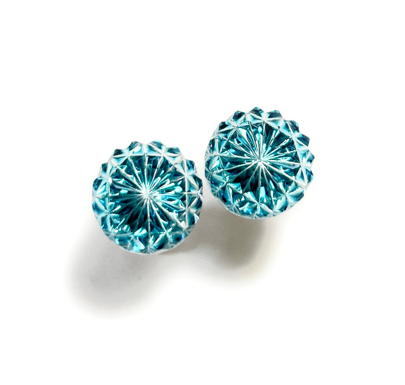 東京切子ピアス　菊　ダークブルー 3枚目の画像