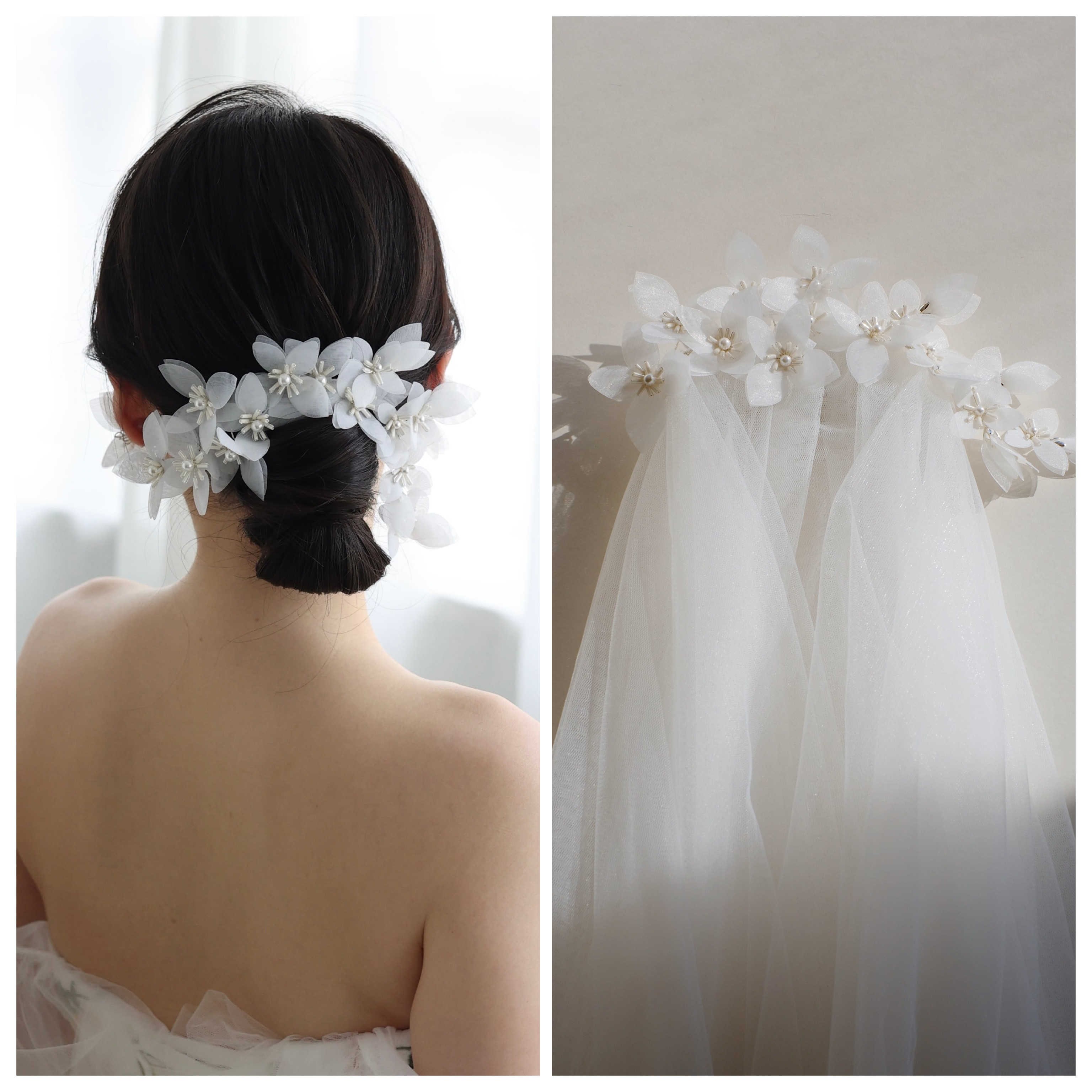 エレガントなホワイトフラワーヘアアクセサリー