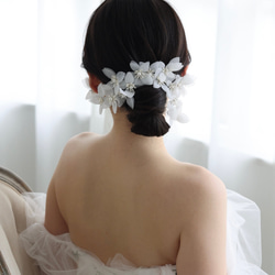 [HA-178]ウェディング ホワイトフラワー ヘアアクセサリー ブライダル ウェディングアクセサリー 花 3枚目の画像