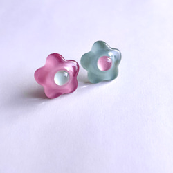 glass flower retro sakuramochi Earrings 5枚目の画像