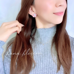 glass flower retro sakuramochi Earrings 7枚目の画像