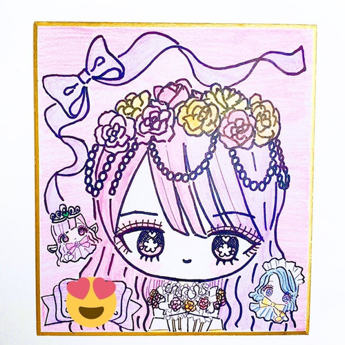 ミニ色紙 イラストオーダー 色鉛筆 その他インテリア雑貨 Okina ミニ色紙 イラストオーダー 色鉛筆 その他インテリア雑貨 Okina