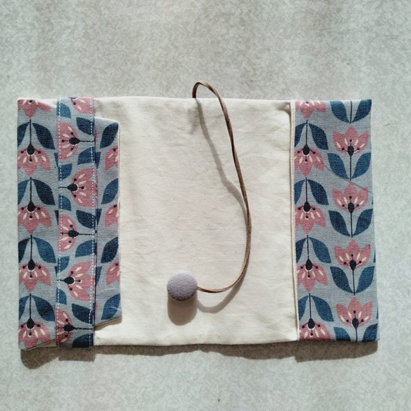 布のブックカバー（花リズムアズキ） 4枚目の画像