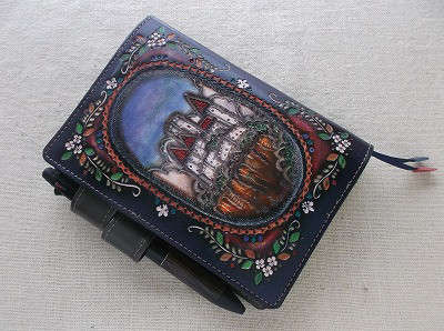 ほぼ日手帳対応　レザー手帳カバー　刻印＆拭き染め