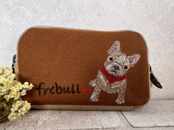 フレンチブルドッグ刺繍*☻コインケース／ミニポーチ 5枚目の画像